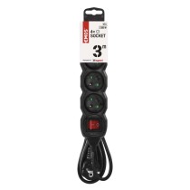Prodlužovací kabel 3 m / 4 zásuvky / s vypínačem / černý / PVC / 1 mm2