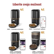 GoSmart dozirnik hrane za hišne živali Pet Care s kamero, 6 l, črn, Wi-Fi