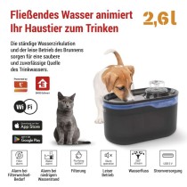 GoSmart Wasserbrunnen Pet Care, 2,6 l, grau, Wi-Fi