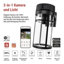 GoSmart Rotierende Outdoor IP Kamera mit WiFi und Licht IP-1300 LANTERN, schwarz