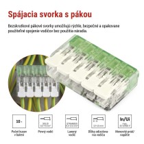 Páčková spojovacia svorka 5× 0,2–4 mm2, 10 ks