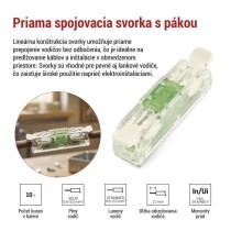 Priama páčková spojovacia svorka 2× 0,2–4 mm2, 10 ks
