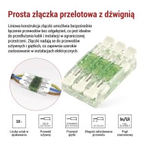 Liniowa złączka z dźwigniami 6× 0,2–4 mm2, 10 szt