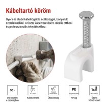 Kör alakú kábelbilincs 6 mm, fehér, 50 szt