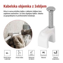 Kabelska objemka 6 mm, bela, 50 kos