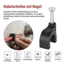 Kabelschelle 8 mm, schwarz, 50 Stk