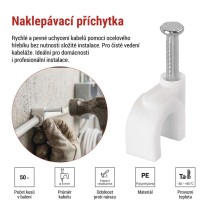 Kabelová příchytka 8 mm, bílá, 50 ks