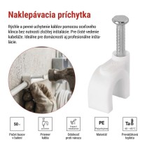Káblová príchytka 8 mm, biela, 50 ks