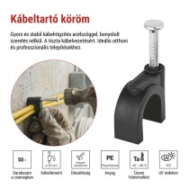 Kör alakú kábelbilincs 10 mm, fekete, 50 szt