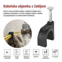 Kabelska objemka 10 mm, črna, 50 kos