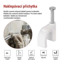 Kabelová příchytka 10 mm, bílá, 50 ks