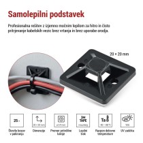 Samolepilna podlaga 20×20, črna, 25 kos