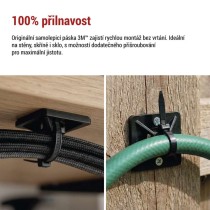 Samolepicí příchytka stahovacího pásku 20×20 mm, černá, 25 ks
