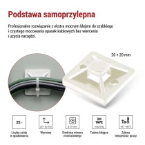 Samoprzylepna podstawka 20×20, biała, 25 szt