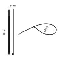 Stahovací páska 300×3,5 mm, černá, 100 ks