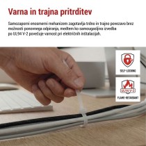 Vezica za kable 300×3,5, bela, 100 kos