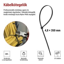 Kábelkötöző 350×4,8, fekete,100 szt