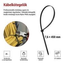 Kábelkötöző 450×7,6, fekete, 25 szt