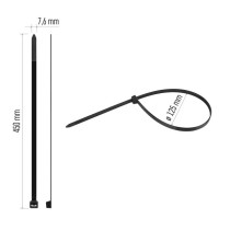 Stahovací páska 450×7,6 mm, černá, 25 ks