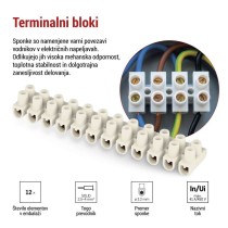 Priključna letvica 2,5–4mm2, bela