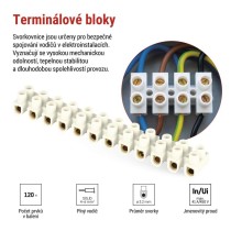 Šroubová svorkovnice 12× 4–6mm2, 450 V, bílá, 10 ks