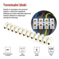 Priključna letvica 4–6mm2, bela, 10 kos