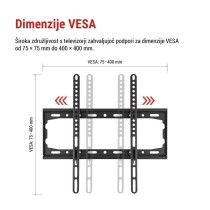 Fiksni stenski TV nosilec 26-60" (65–152 cm)