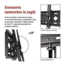 Nagibni stenski TV nosilec 26–65" (65–165 cm)