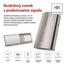 Domovní bezdrátový zvonek P5763N na 3× AA, s možností prodloužení signálu