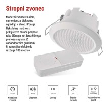 Žični/Brezžični hišni zvonec P57103, vgrajen