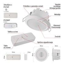 Žični/Brezžični hišni zvonec P57103, vgrajen