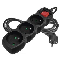 Predlžovací kábel 2 m / 3 zásuvky / s vypínačom / čierny / PVC / 1 mm2