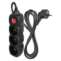 Predlžovací kábel 2 m / 3 zásuvky / s vypínačom / čierny / PVC / 1 mm2