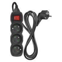Predlžovací kábel 2 m / 3 zásuvky / s vypínačom / čierny / PVC / 1 mm2