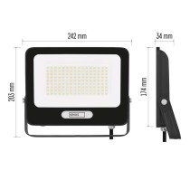LED reflektor GLARO 100W, černý, IP65, 10000 lm, neutrální bílá