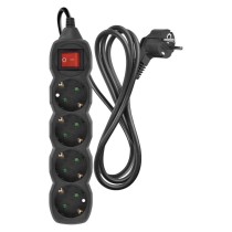 Steckdosenleiste 1,5 m / 4 Steckdosen / Schalter / schwarz / PVC / 1,5 mm2