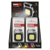Újratölthető mini LED-es zseblámpa - kulcstartó, 750 lm, 10 db, kínáló dobozban