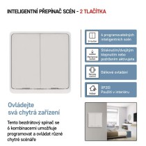 GoSmart Přenosný ovladač scén IP-2002ZW, ZigBee 3.0, 2-tlačítkový