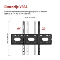 Fiksni stenski TV nosilec 42–100" (107–254 cm)