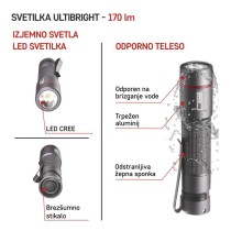 CREE LED svetilka kovinska Ultibright 60, 170lm, 1xAA