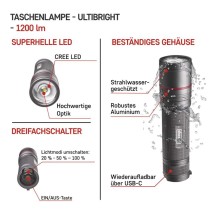CREE LED Aufladbare Metall-Taschenlampe Ultibright 90, 1200lm