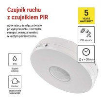 Czujnik ruchu PIR IP65 2000W, biały