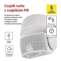 Czujnik ruchu PIR IP65 1200W, biały