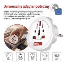 Adapter podróżny do Europy Centralnej biały