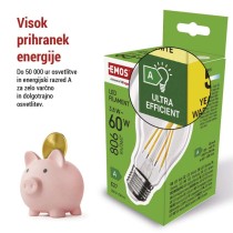 LED žarnica Filament A60 A CLASS/ E27 / 3,8 W (60 W) / 806 lm / toplo bela