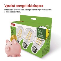 LED žárovka Filament A60 A CLASS/ E27 / 3,8 W (60 W) / 806 lm / neutrální bílá