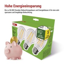 LED Lampe Filament A CLASS A60/ E27 / 5 W (75 W) / 1 060 lm / Neutralweiß