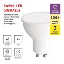 Żarówka LED Classic MR16 / GU10 / 7 W (60 W) / 800 lm / ciepła biel / ściemnialna 
