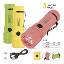 Újratölthető LED-es zseblámpa, 200 lm, 12 db, display box