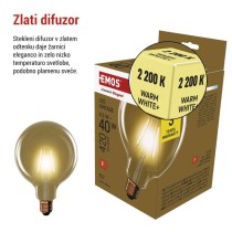 LED žarnica Vintage G125 / E27 / 4,5 W (40 W) / 420 lm / Toplo bel
